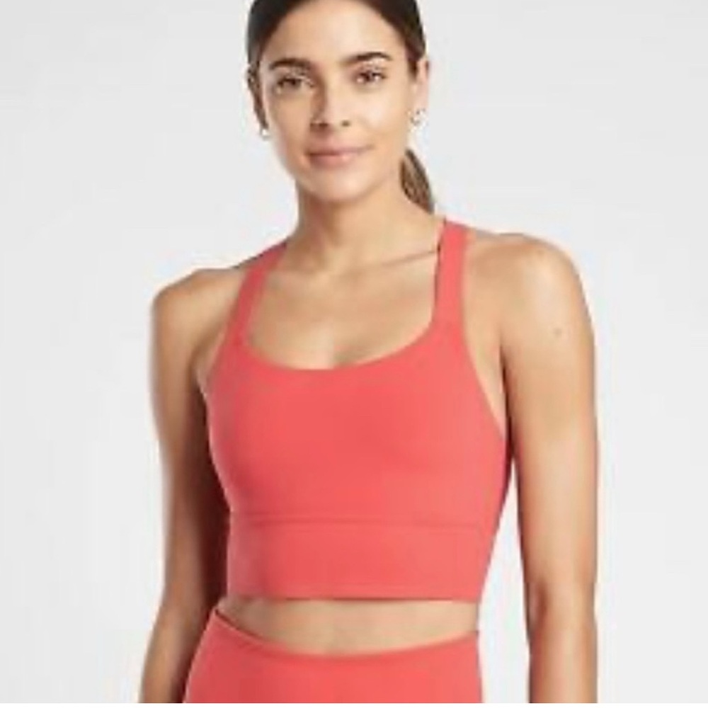 Athleta Women's Warrior Longline Lychee Red set size small